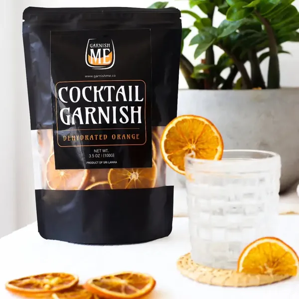 Cocktail garnish pack with dried orange slices