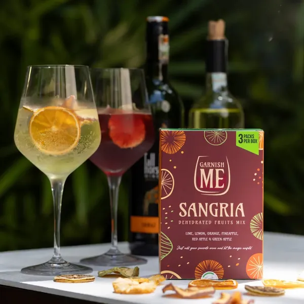 Sangria infusion mix with glasses of sangria